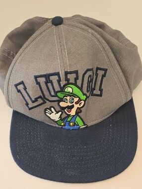 Nintendo Luigi Kids Hat Gray Navy with Green Accents